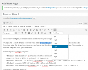 WordPress EditorFont Size: PageEdit