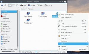 KDE Dolphin right click context menu with extract