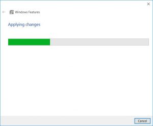 Windows 10 install IIS Windows features applying changes