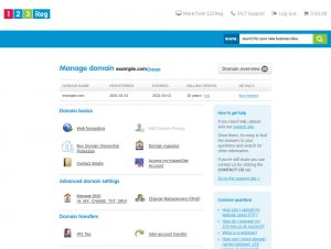 Moving nameservers from 123-reg: Manage domain