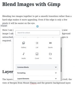 Editing content with WordPress' Gutenberg editor: add new block
