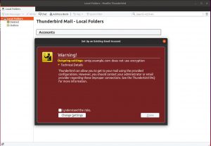 Thunderbird set up new email account: does not use encryption