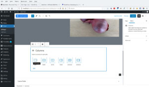 WordPress Gutenberg Adding Full Width Background Stripes: Add new column select column count
