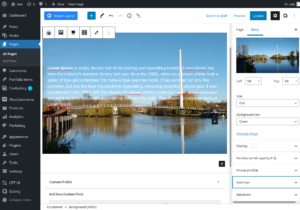 WordPress Gutenberg Blocks Creating a Parallax Background Image - Configuring background image and its content