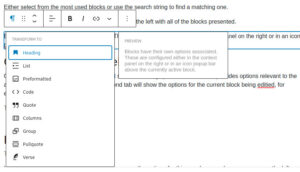 WordPress Quick Orientation - paragraph block icon bar options