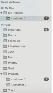 Apple Mac Email add Subfolders: Smart Mailboxes - On My Mac