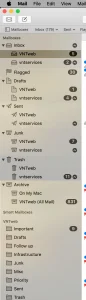 Apple Mac Email add Subfolders: Side Menu