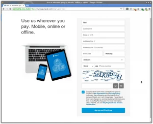Create PayPal Account signup Personal Account Details