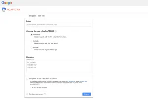 Create reCAPTCHA API keys register new site