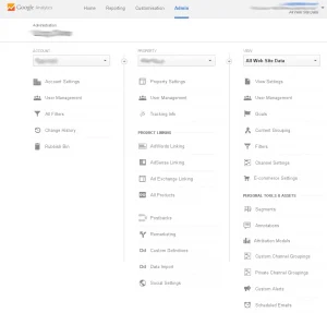 Creating a Google Analytics Account Admin Page
