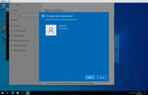 Reset Windows 10 Password, PIN is Known - settings accounts sign-in options password change your password next